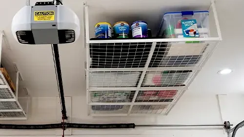 ceiling-mounted storage rack